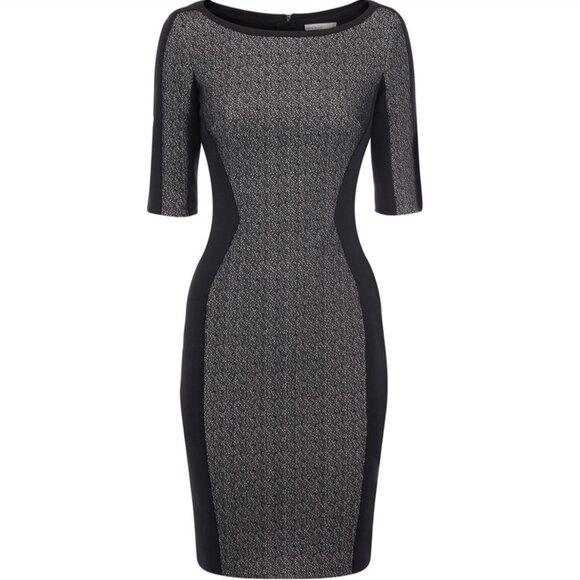 Karen Millen Textured Panel Seam Short Sleeve Pencil Dress - Size 4 - Picture 5 of 16